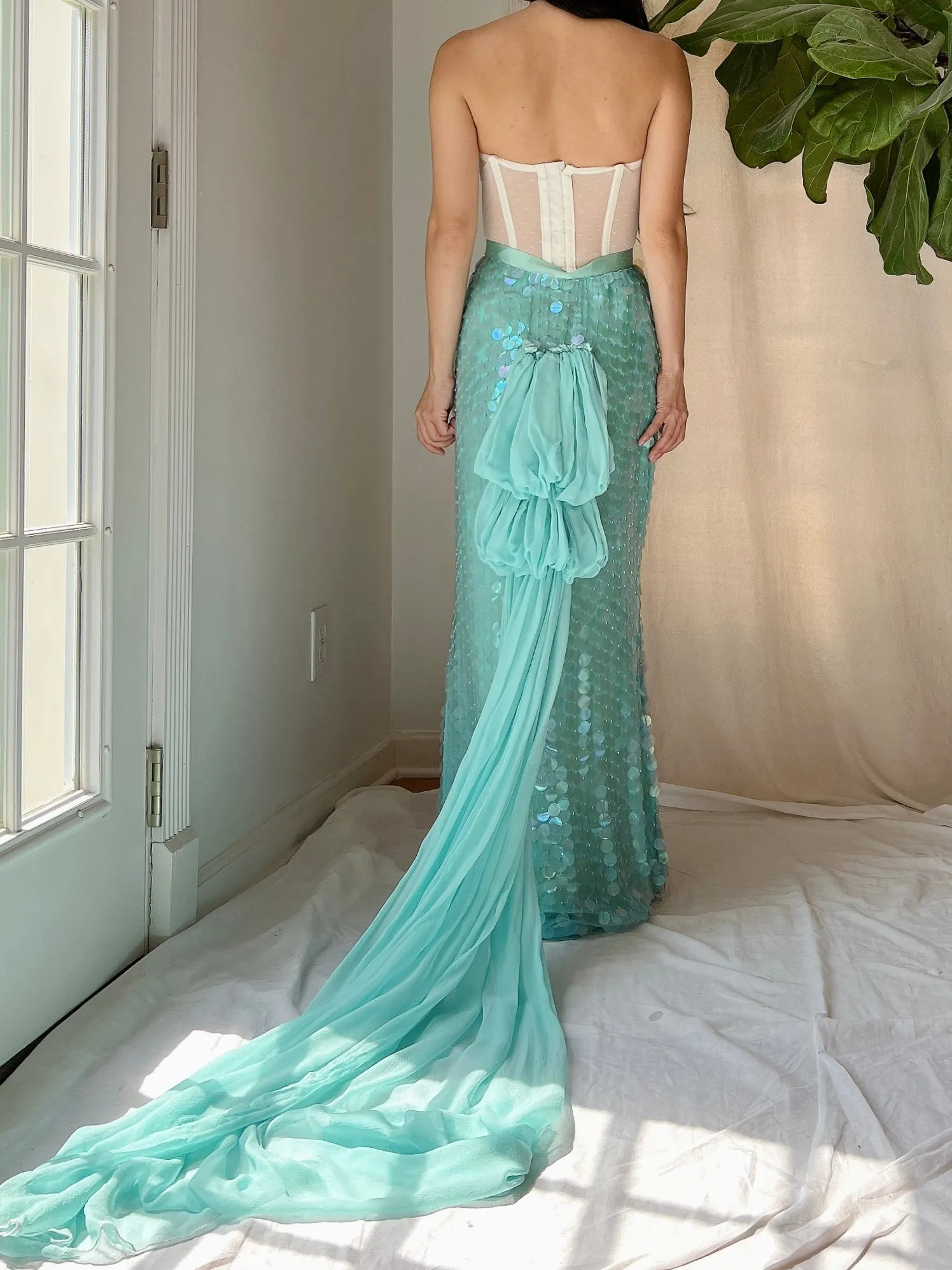 Vintage Silk Paillettes Skirt - S