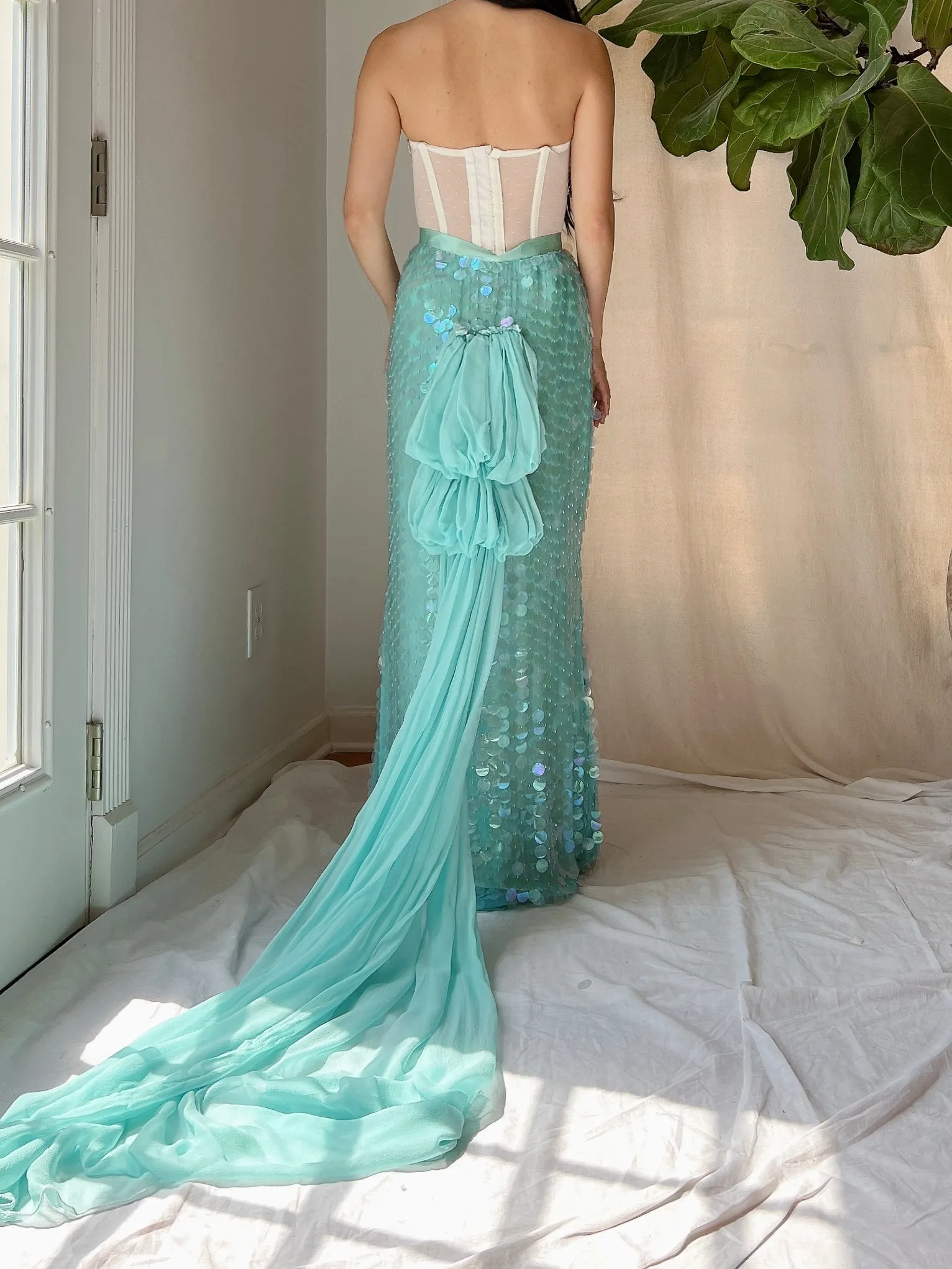 Vintage Silk Paillettes Skirt - S