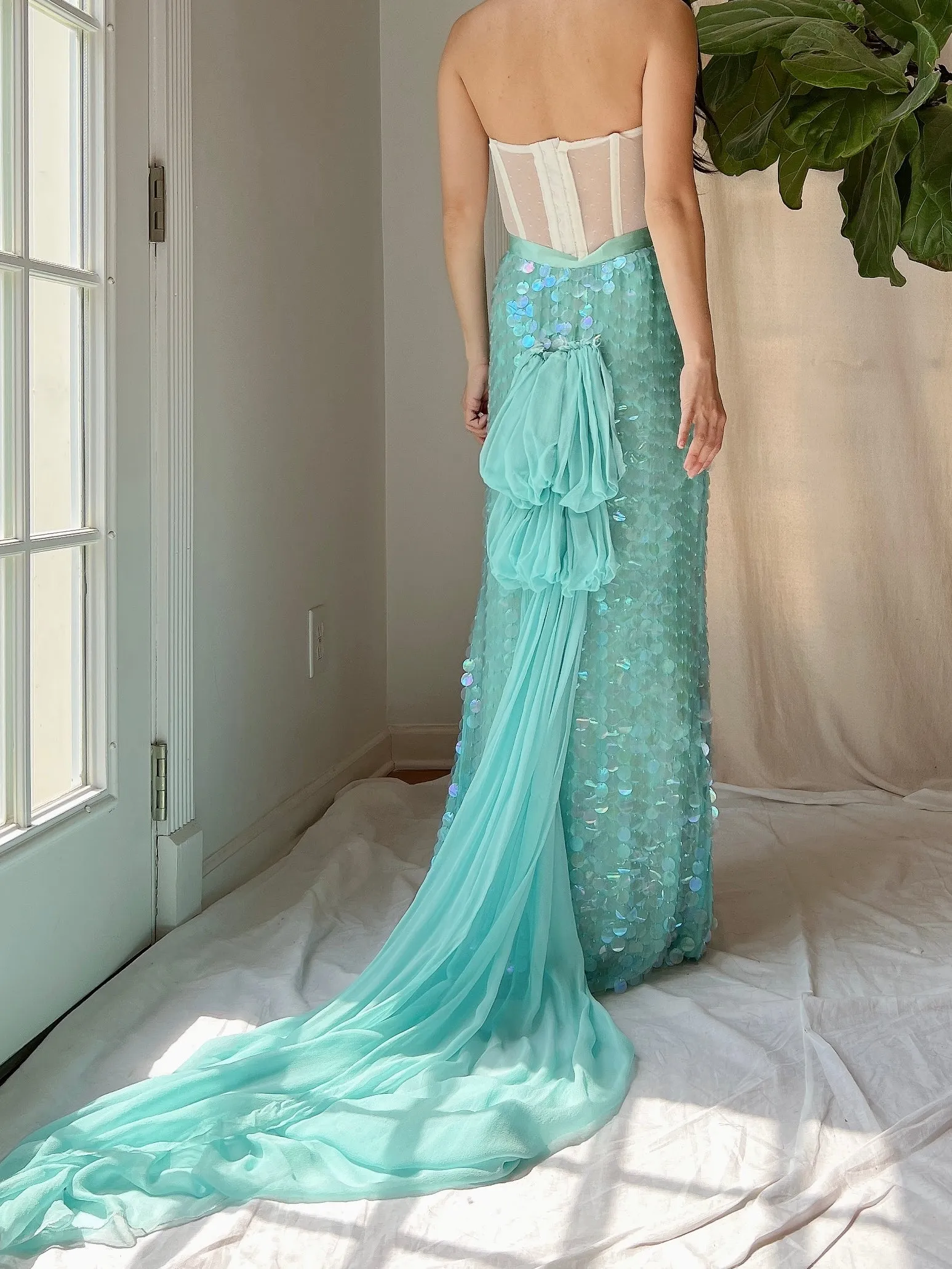 Vintage Silk Paillettes Skirt - S