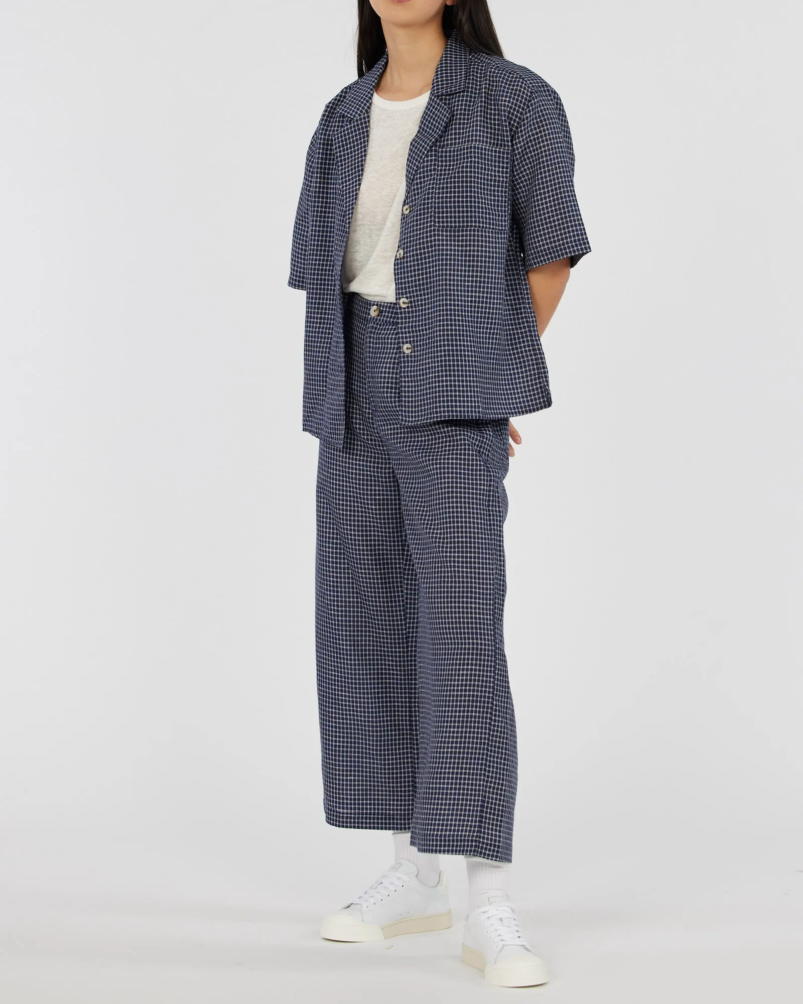 Virtuous Check Oversized Shirt - Navy