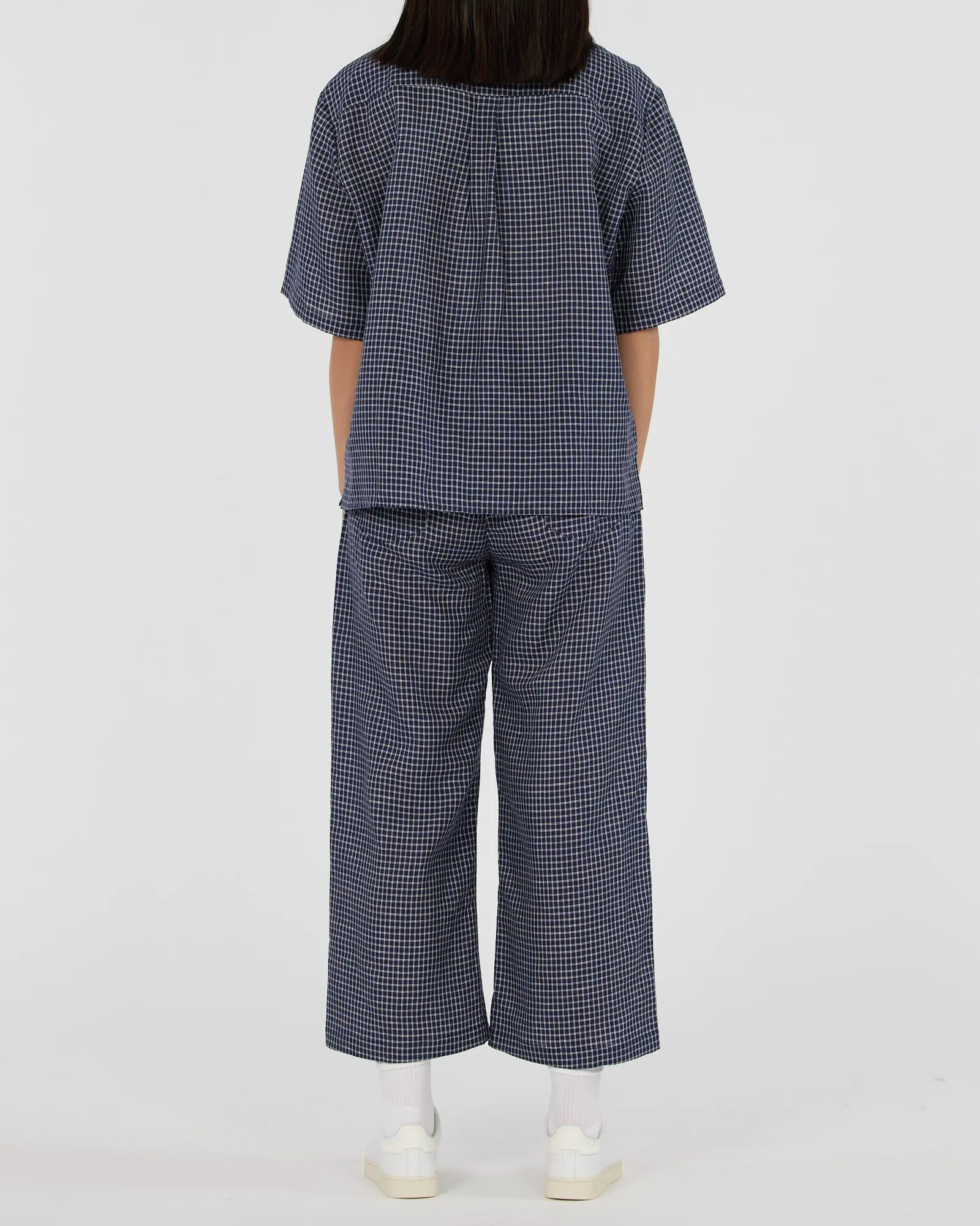 Virtuous Check Oversized Shirt - Navy