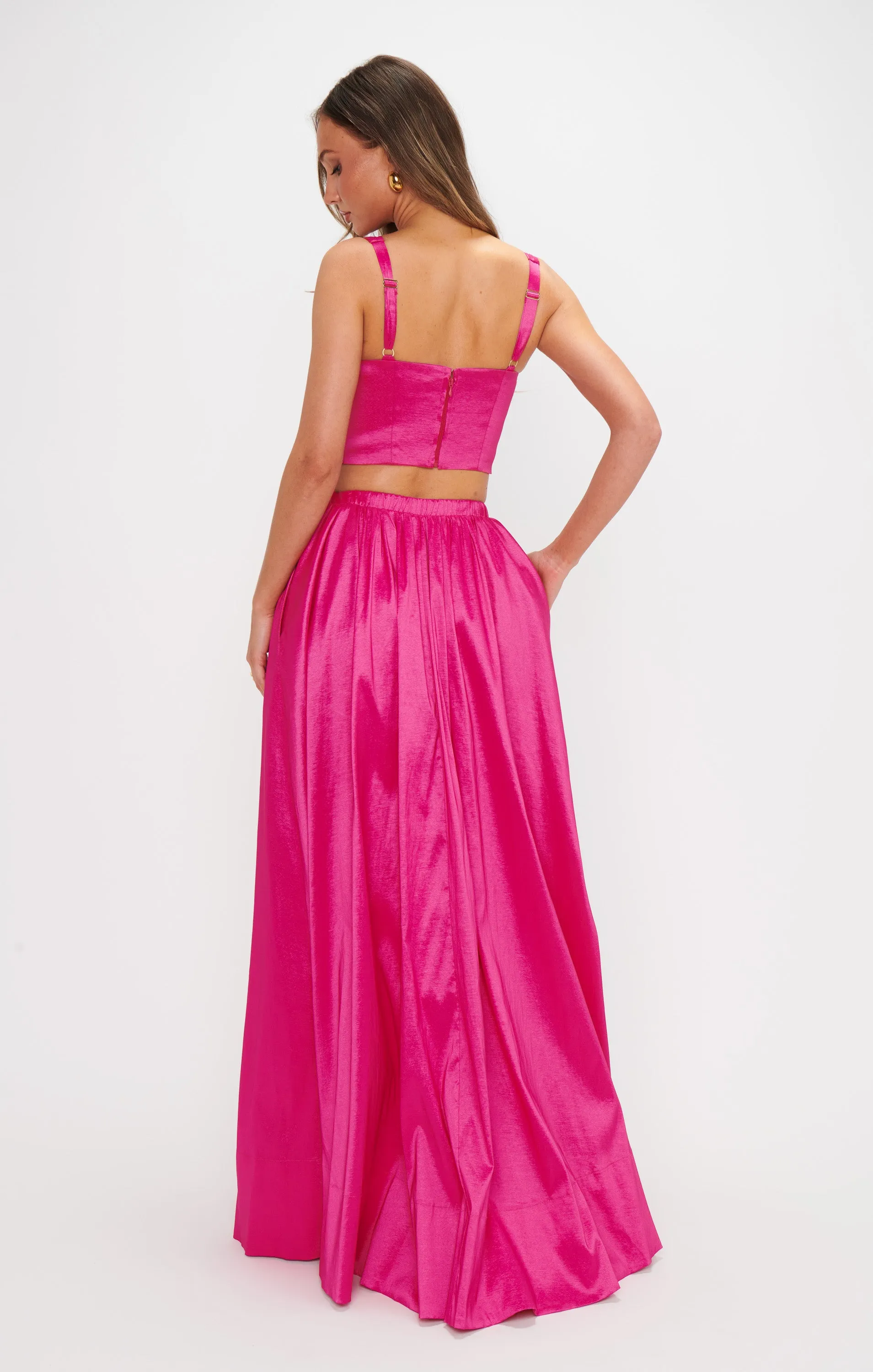 Vivianna Maxi Skirt ~ Dragonfruit Taffeta