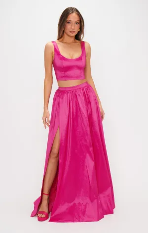 Vivianna Maxi Skirt ~ Dragonfruit Taffeta
