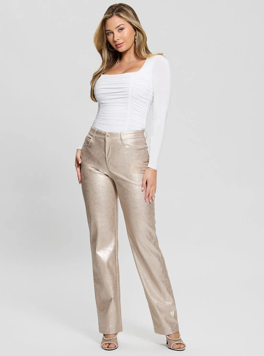 White Adrianna Shirred Top