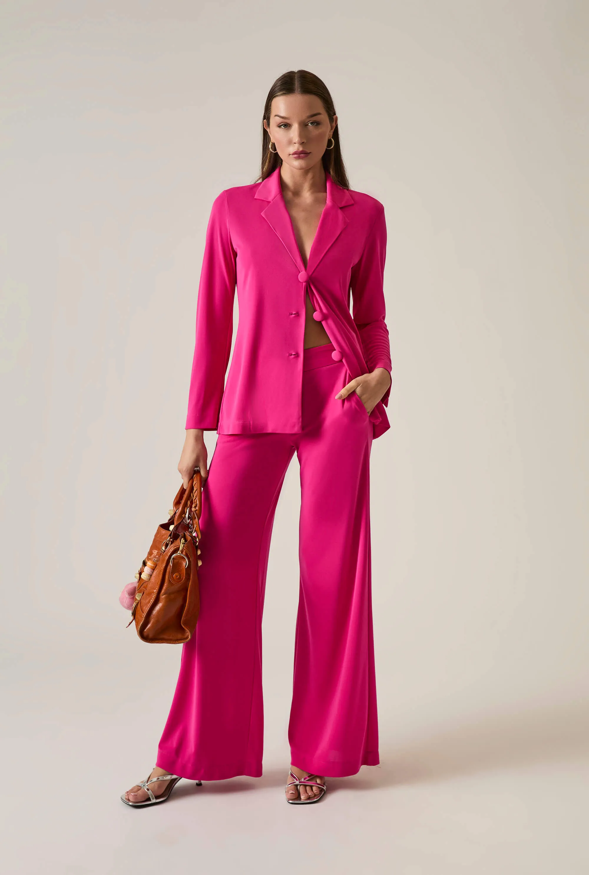 Wide-Leg Fuchsia Trousers
