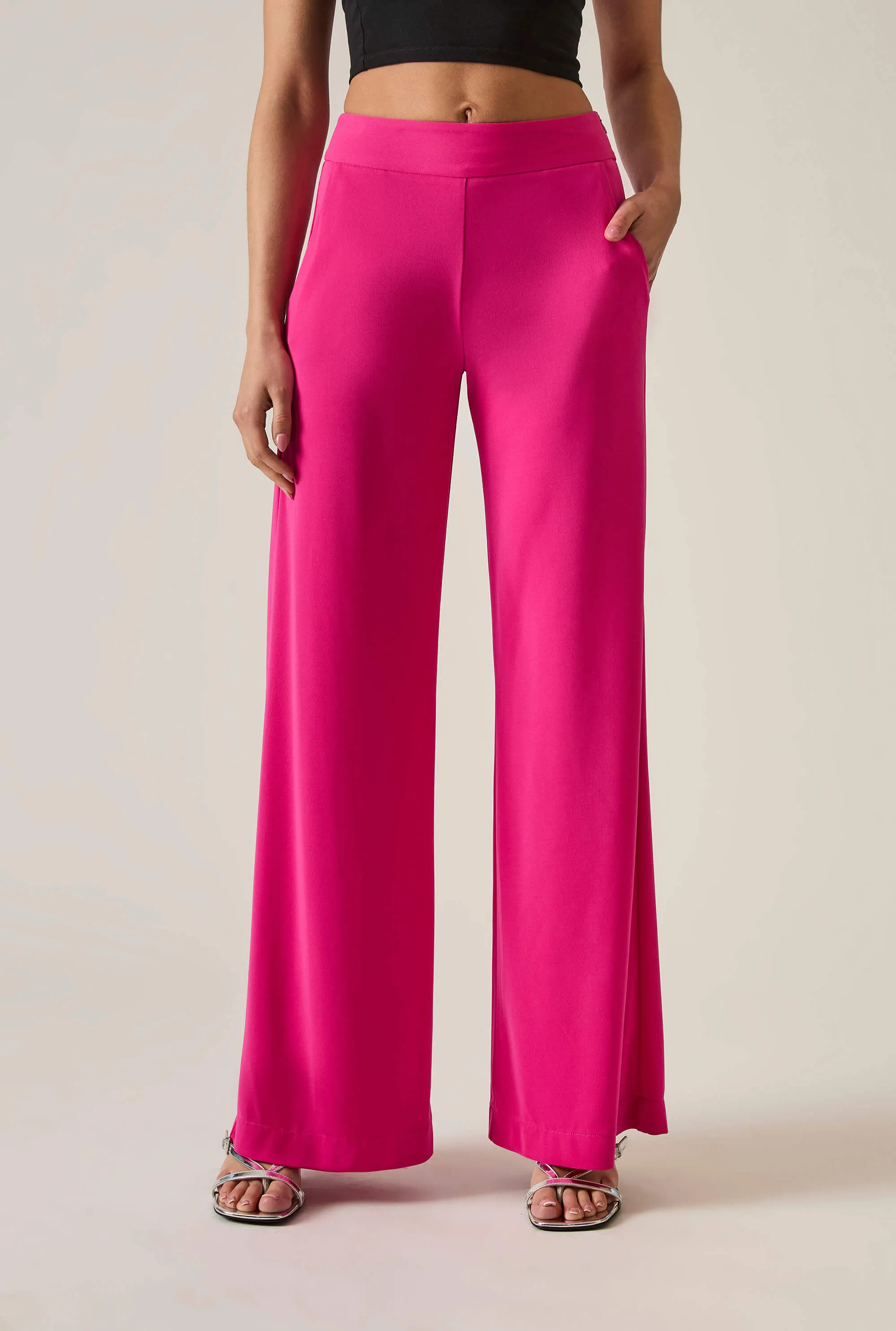 Wide-Leg Fuchsia Trousers