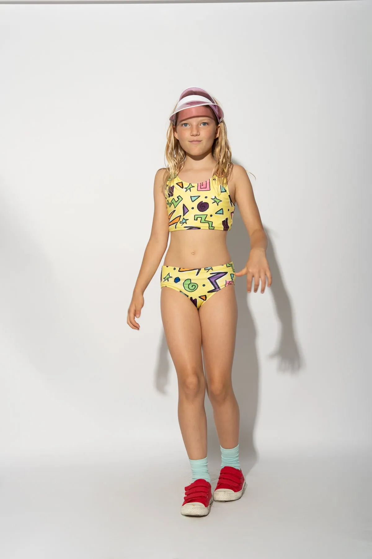YELLOW SQUIGGLE PRINT BIKINI SET