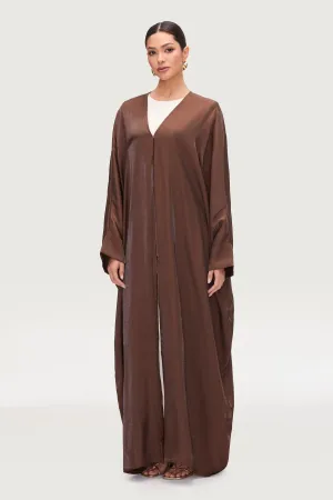 Zara Satin Open Abaya - Chocolate